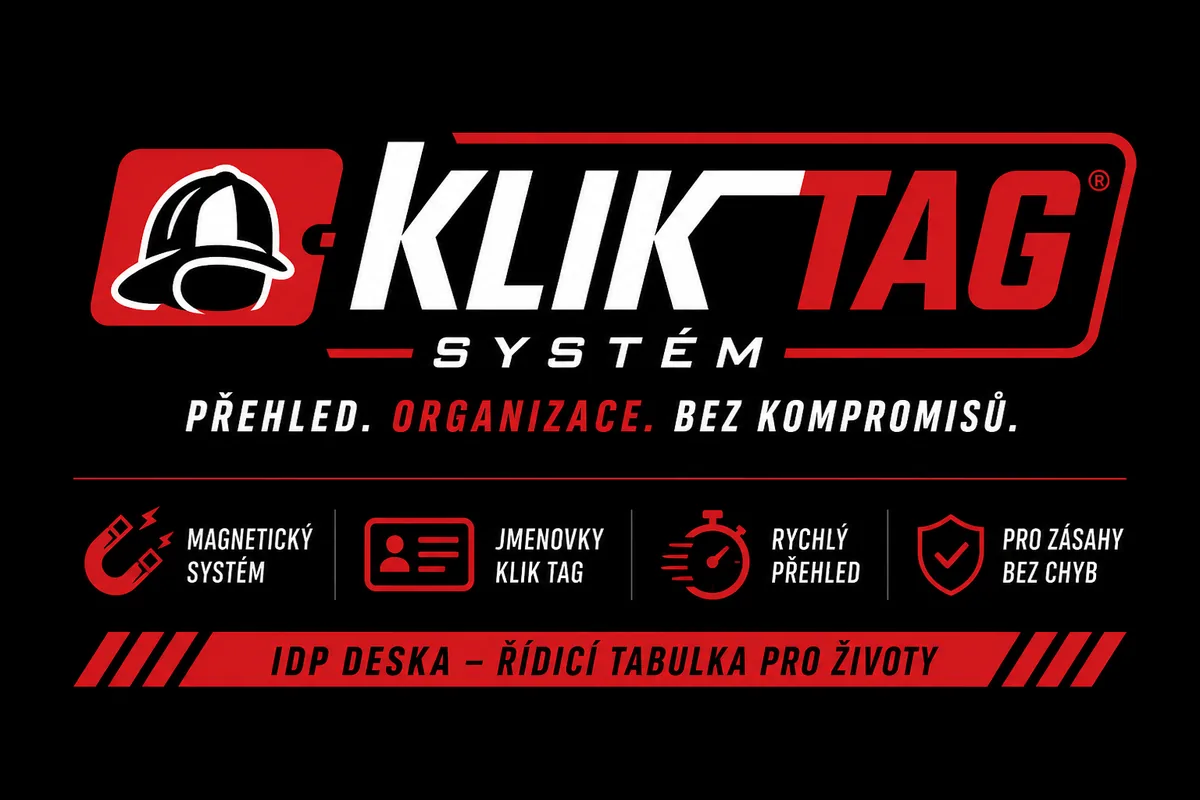 Vizualizace jmenovky KLIKTAG s vyměnitelným štítkem na magnetech